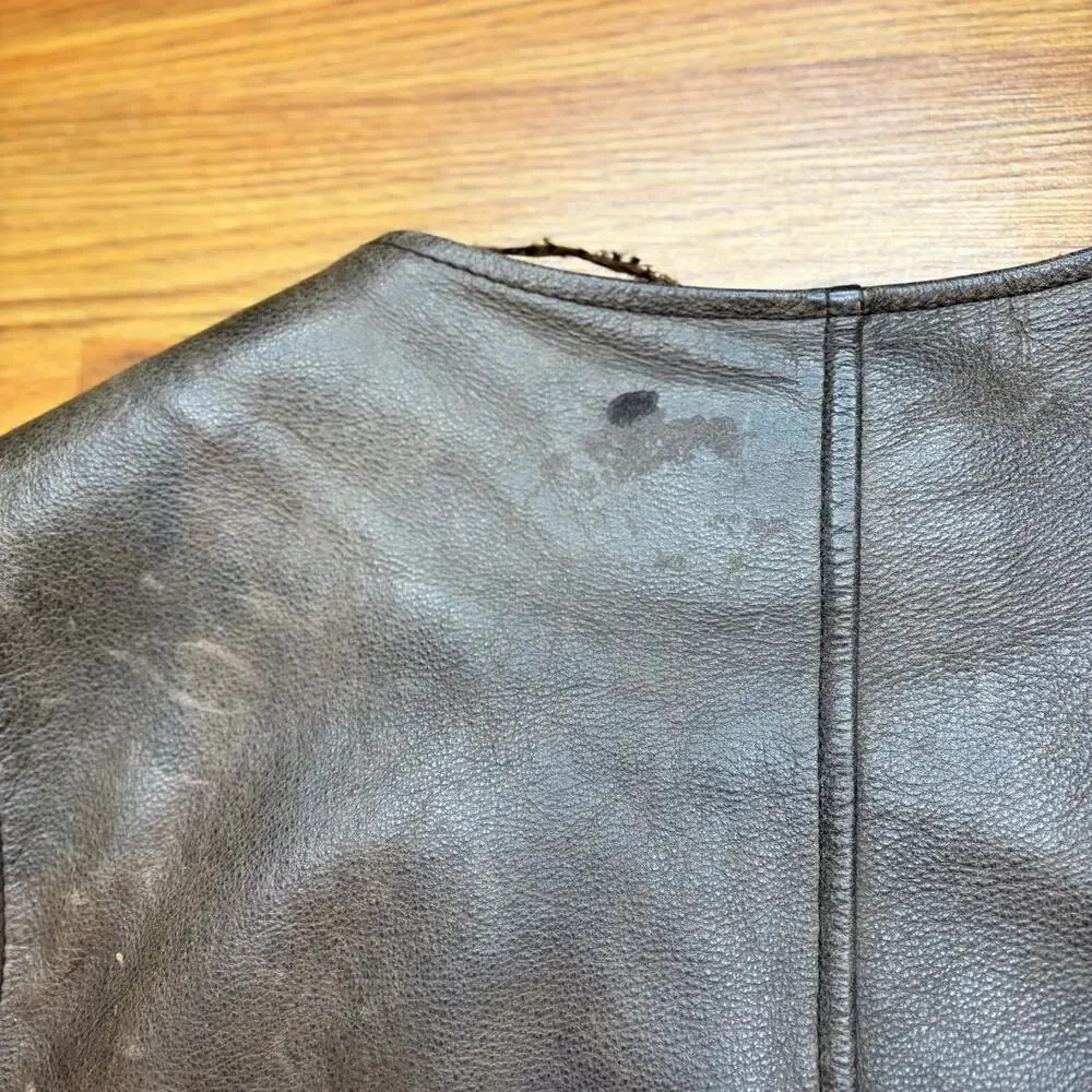 Vintage 1990s Banana Republic Leather Vest Brown Mens XL Western Biker USA